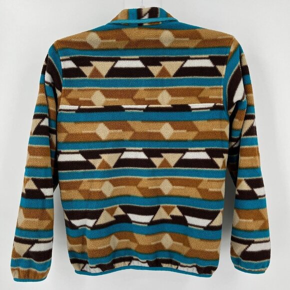Patagonia Synchilla Fleece Pullover Womens Size S Snap Teal Brown Aztec Mountain - Picture 7 of 12